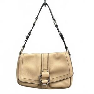 COACH Pebbled Beige Cream Chelsea Leather Buckle Detail Shoulder Bag